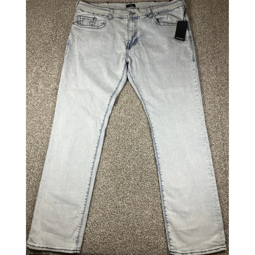 True Religion Ricky Relaxed Straight No Flap Light Wash Jeans Size 44x34 NEW